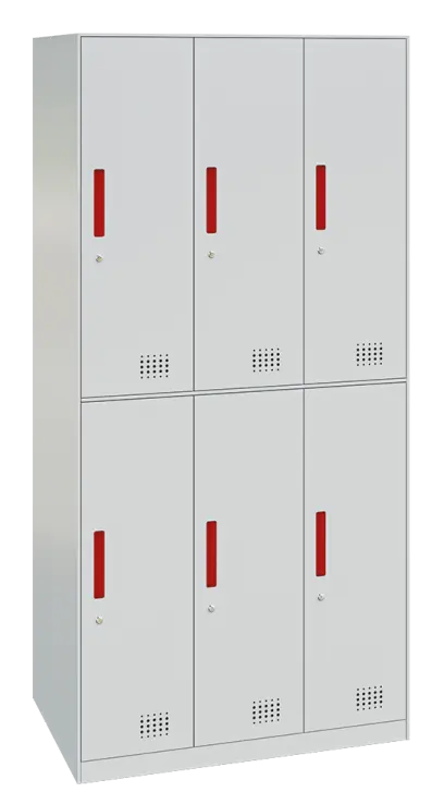 S-LINE 906 skříň 6-boxová, 1850x900x500 mm, šedá/úchytka červená